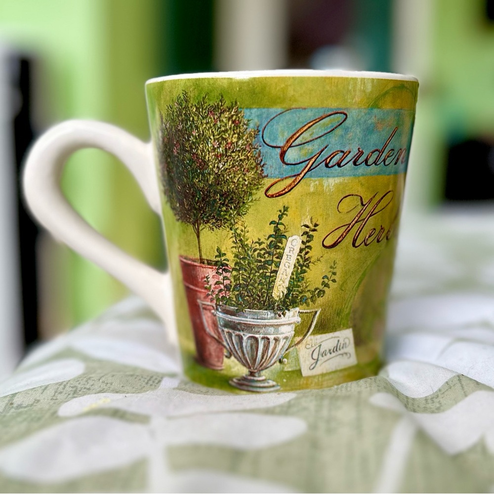 Vintage Elegant Garden + Herb Cottagecore Cypress Ceramic Large Kitchen Mug - Picture 2 of 8